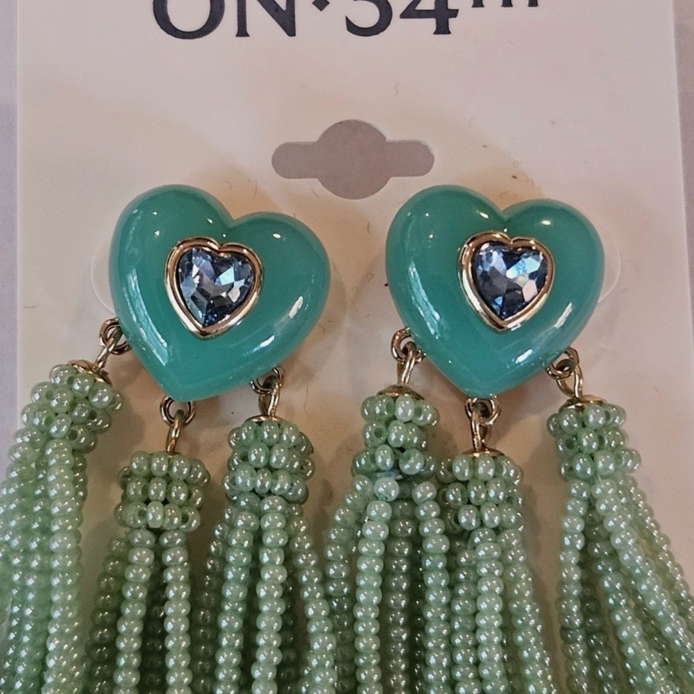 On 34th
Gold-Tone Crystal Heart & Beaded Fringe Drop Earrings - Picture 12 of 12